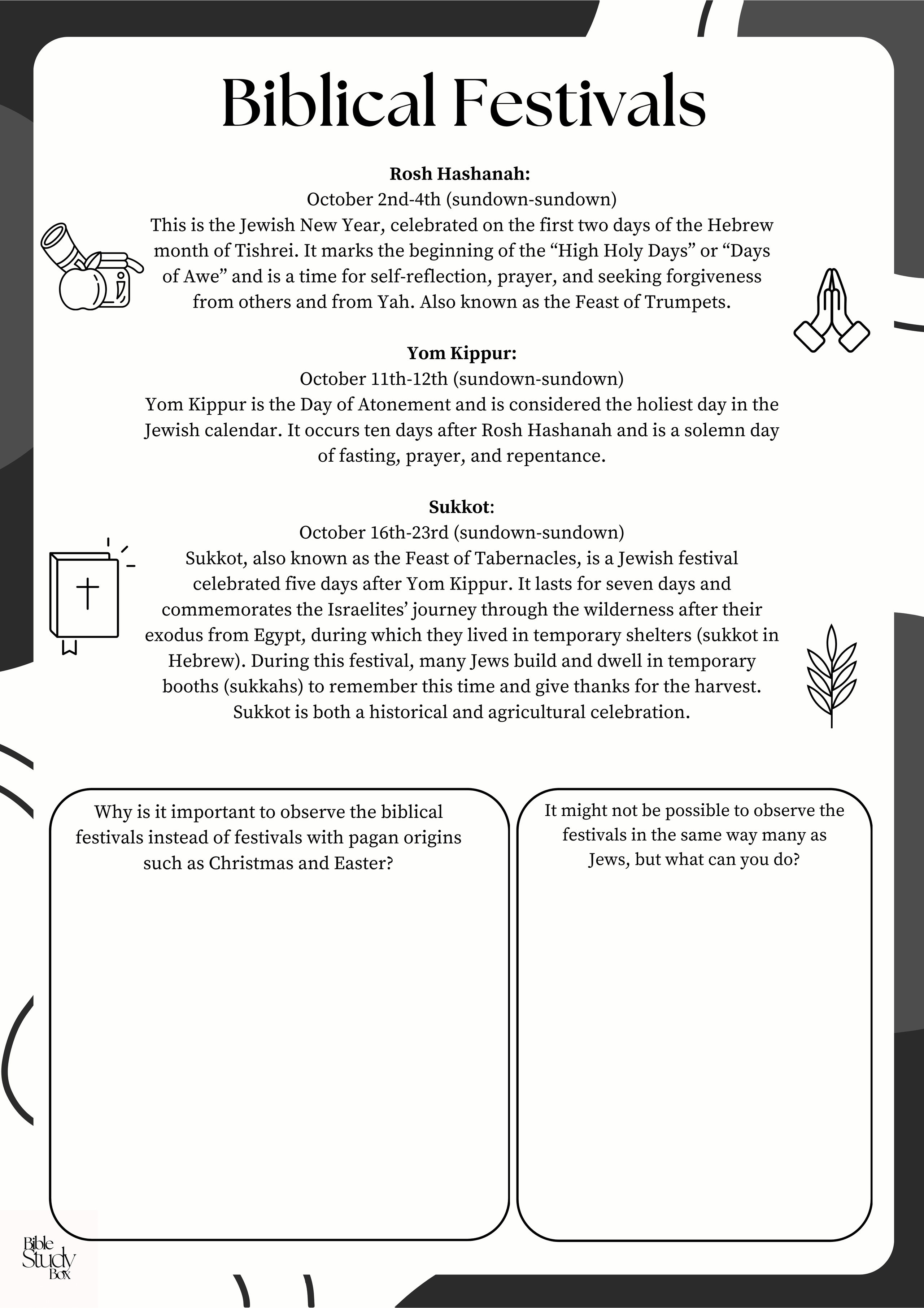 Biblical festivals bible study box